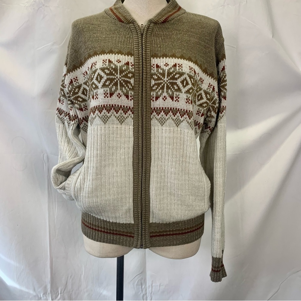 Y2K Nordic Pattern Full Zip Cardigan